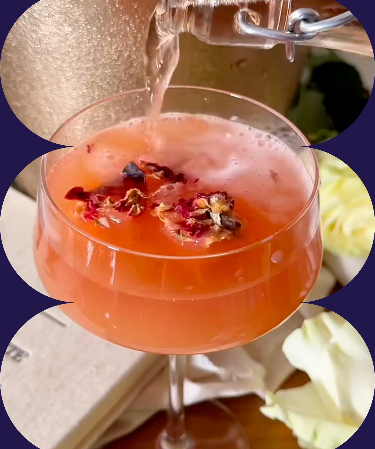 Sparkling Rosé with Floral Ice Cubes