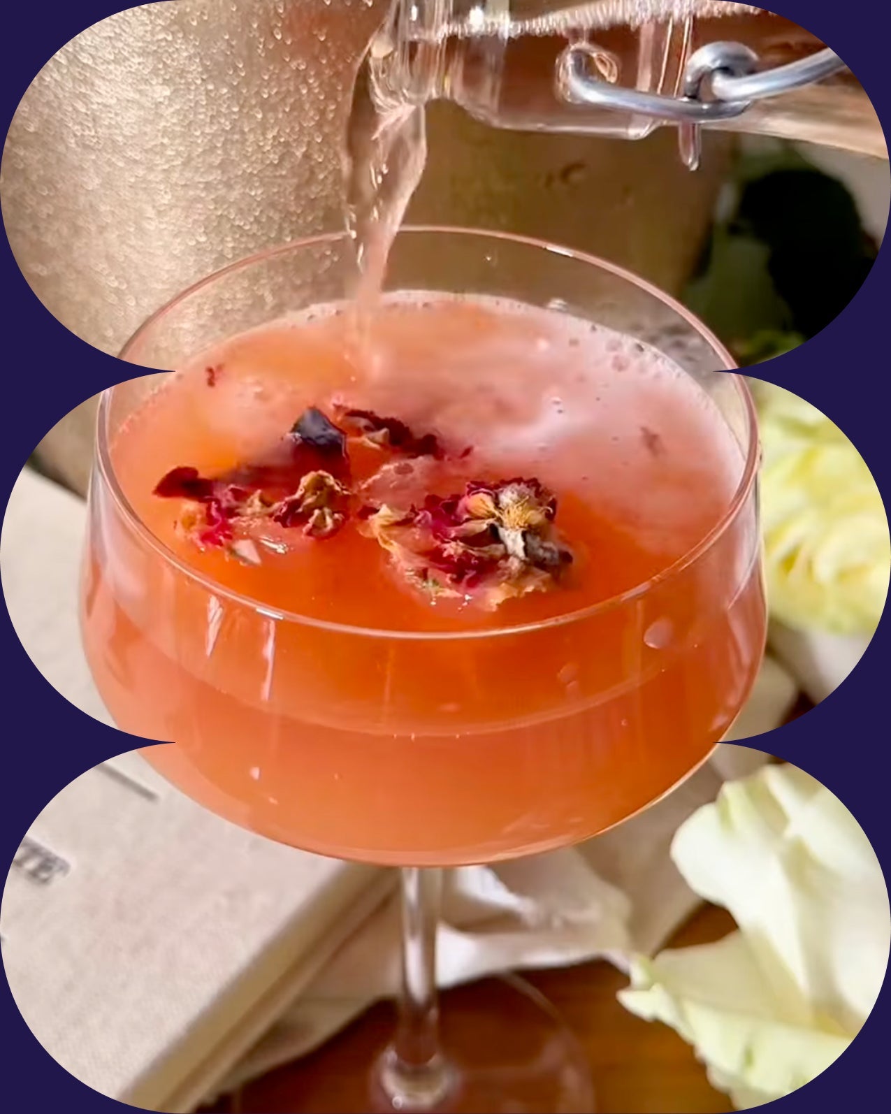 Sparkling Rosé with Floral Ice Cubes